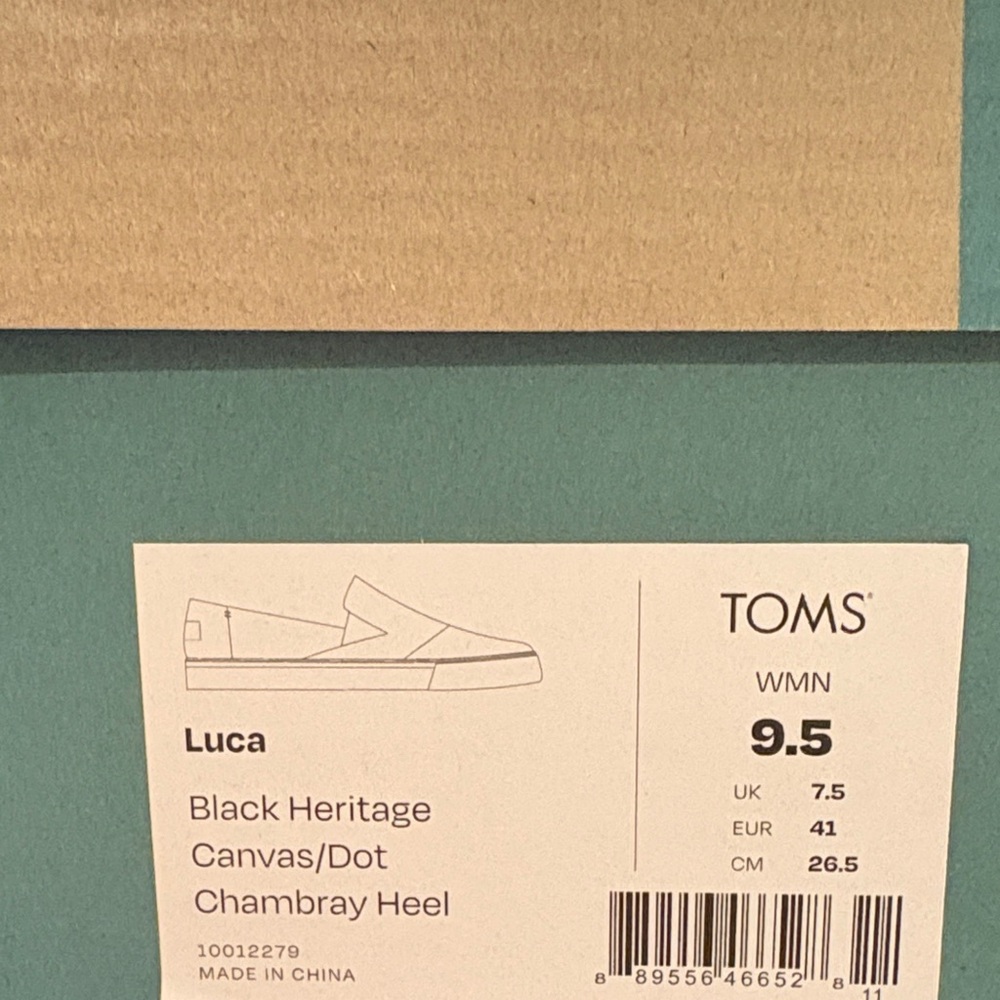Toms Women’s Black Heritage Canvas/Dot Chambray Heel Shoes - Picture 6 of 6